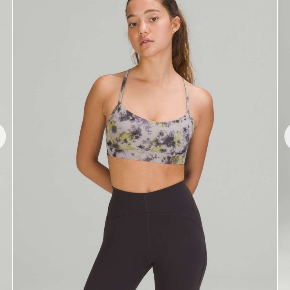 NWT Lululemon Flow Y Adjustable Nulu Bra, Radial Tie Dye Mauve Grey Multi 8